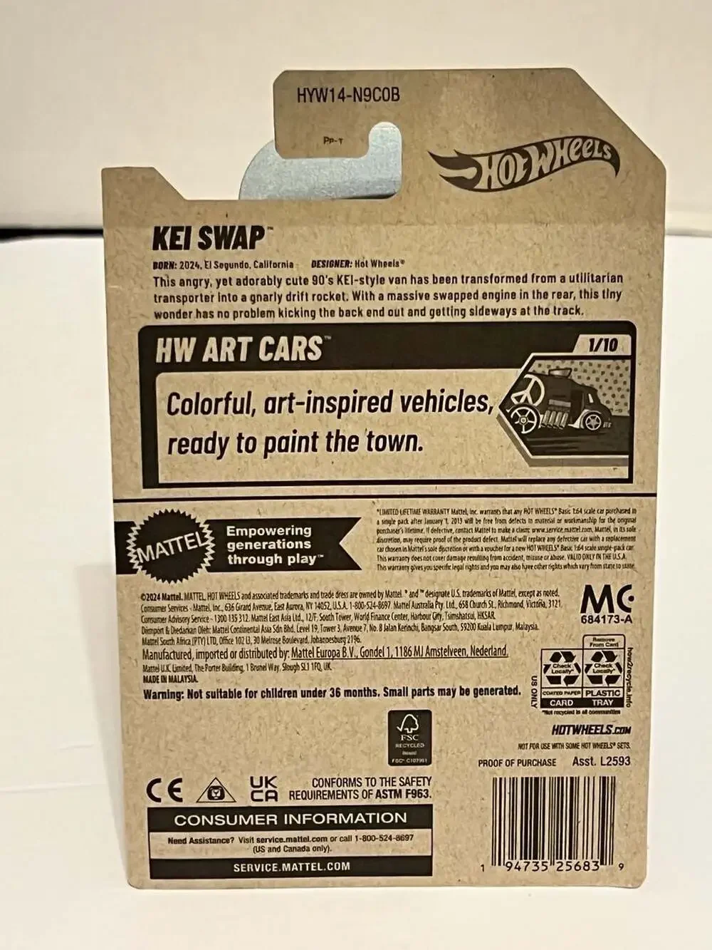 💥2025 Hot Wheels HW Art Cars Kei Swap 1/10 Red Diecast Vehicle 11/250